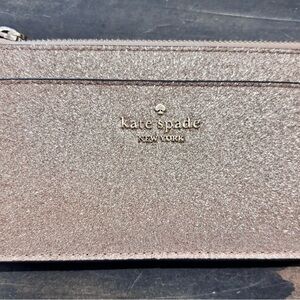 kate spade Rose Gold Glitter Zip Wallet
